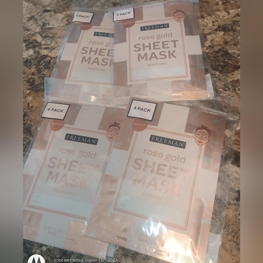 16 Rose Gold Face Mask Sheet Mask Soothing. Four Packs Of Four New